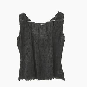 Akris Punto Black Smocked Scoop Neck Silk Tank Top Women's Size 8